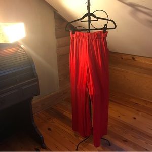 Zara Trafaluc Red Flowy Wide Leg Pants, EUC, S
